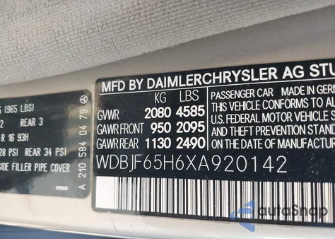 1999 Mercedes-Benz E 320 from USA, damaged, VIN WDBJF65H6XA920142